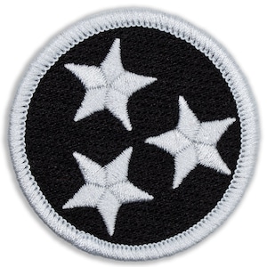 Black & White Tennessee Tristar 2 Inch Diameter Embroidered Patch