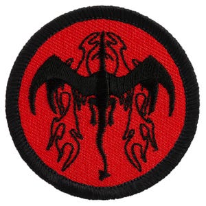 Red & Black Dragon Patch – 2 Inch Diameter Embroidered Patch