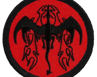 Red & Black Dragon Patch – 2 Inch Diameter Embroidered Patch