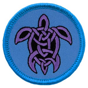 Purple Celtic Turtle Design Patch - 2 Inch Diameter Embroidered Patch