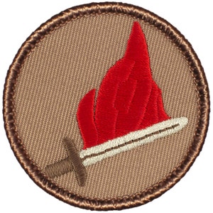Flaming Sword Patch (634) 2 Inch Diameter Embroidered Patch