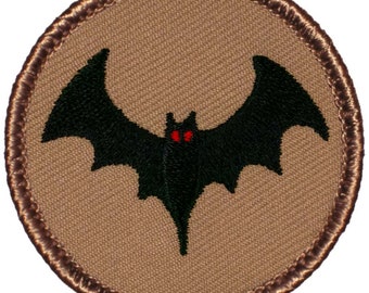 Bat Symbol Patch (Tan) 2 Inch Diameter Embroidered Patch