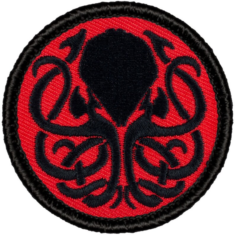 Red & Black Kraken Patch N39 2 Inch Diameter Embroidered Etsy