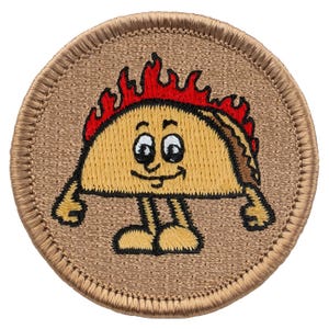 Spicy Taco Patch (239) 2 Inch Diameter Embroidered Patch
