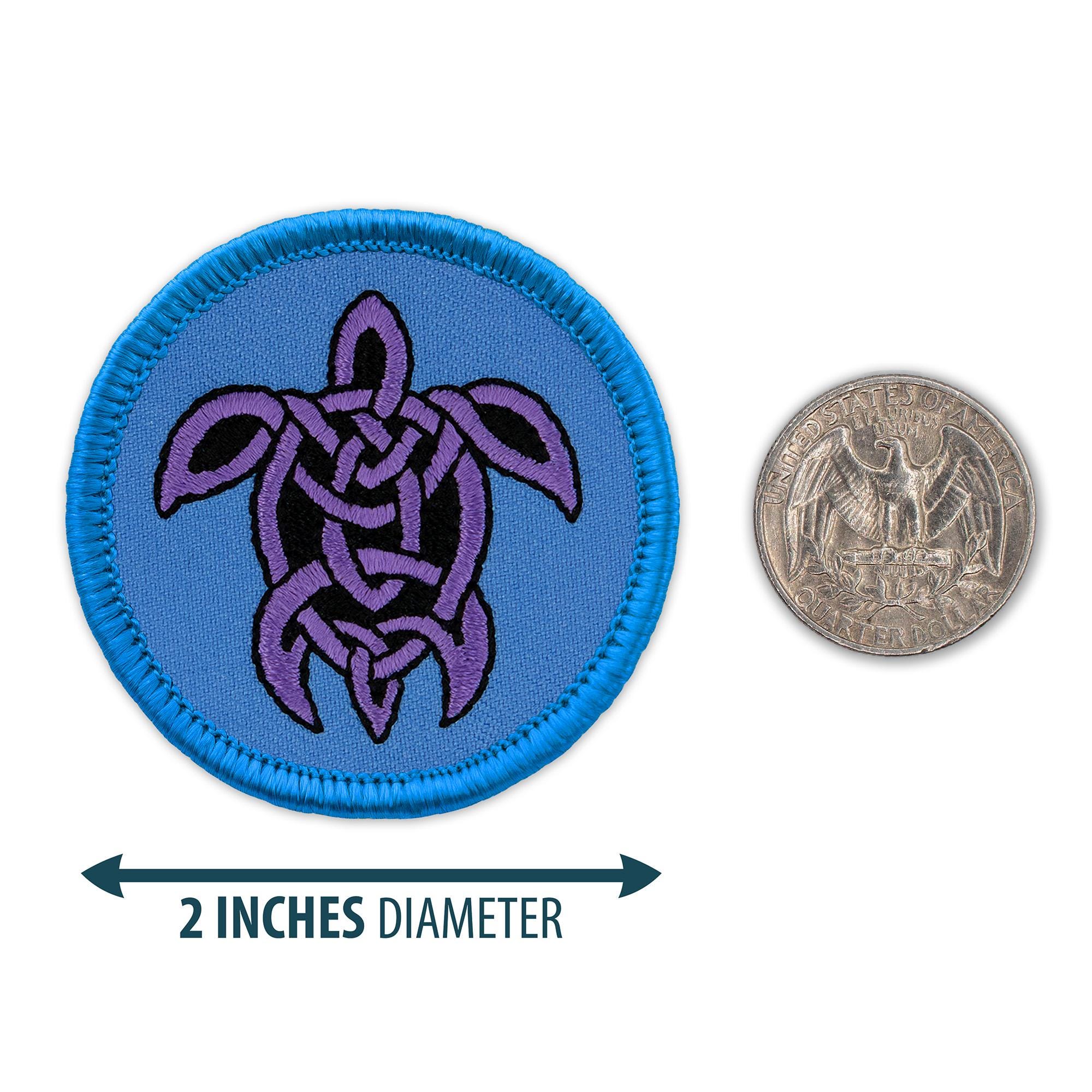 Purple Celtic Turtle Design Patch - 2 Inch Diameter Embroidered Patch ...