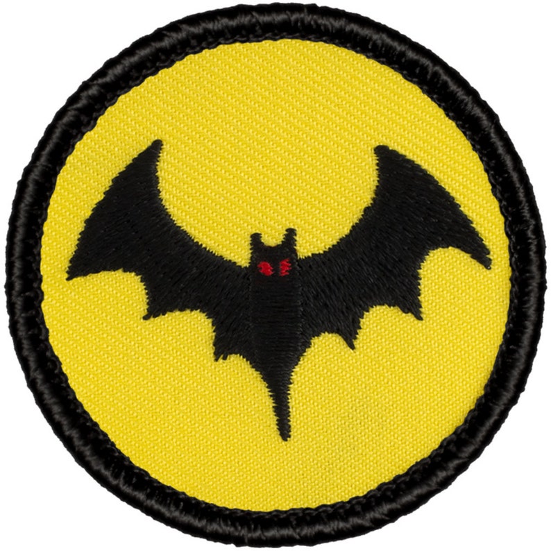 Yellow Bat Symbol Patch 427A 2 Inch Diameter Embroidered Etsy