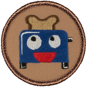Happy Toaster Patch - 2 Inch Diameter Embroidered Patch