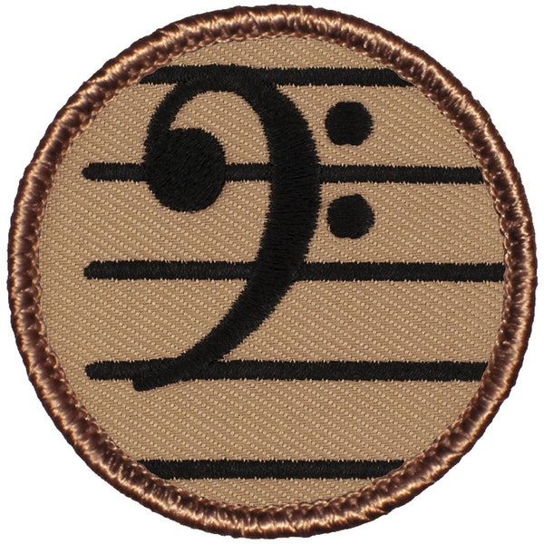 Bass Clef Patch - 2 Inch Diameter Embroidered Patch