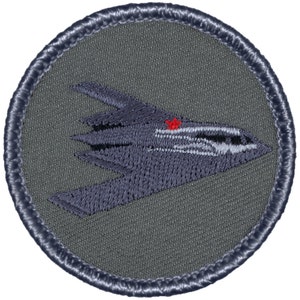 Stealth Bomber Patch(Grey) (319A) 2 Inch Diameter Embroidered Patch