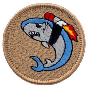 Rocket Shark – 2 Inch Diameter Embroidered Patch