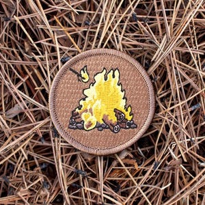 Campfire Patch – 2 Inch Diameter Embroidered Patch