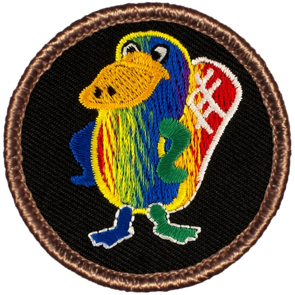 Tie-dye Platypus Patch (Black) - 2 Inch Diameter Embroidered Patch