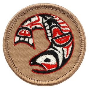 Northwest Salmon Patch (225) 2 Inch Diameter Embroidered Patch