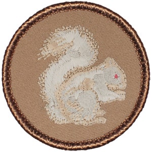 Albino Squirrel Patch (212C) 2 Inch Diameter Embroidered Patch