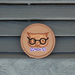 Wise Owl Patch (203) 2 Inch Diameter Embroidered Patch