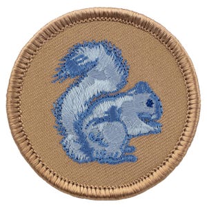 Blue Squirrel Patch - 2 Inch Diameter Embroidered Patch