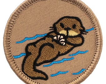 Cartoon Otter Patch – 2 Inch Diameter Embroidered Patch
