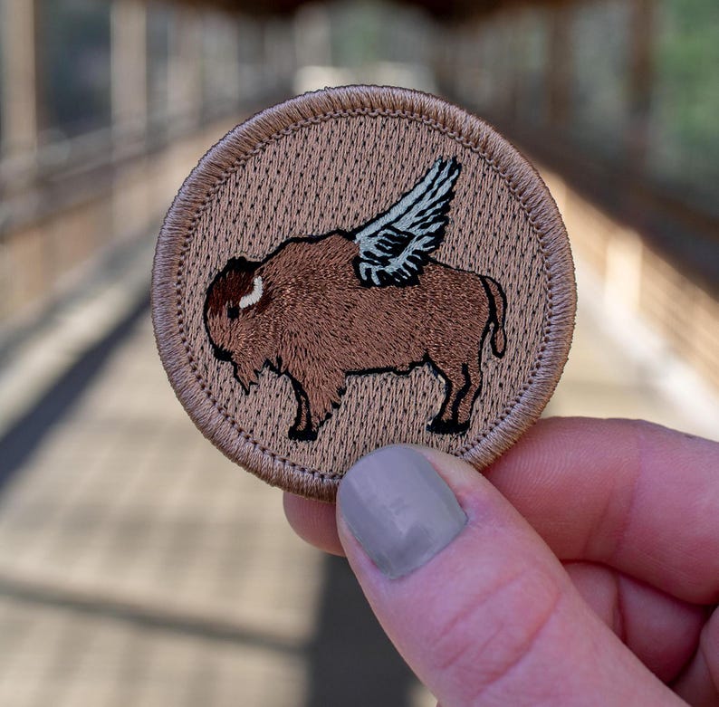 Flying Buffalo Patch – 2 Inch Diameter Embroidered Patch - Etsy