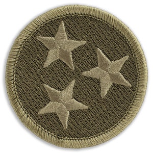 Subdued Tennessee Tristar 2 Inch Diameter OD Green Embroidered Patch