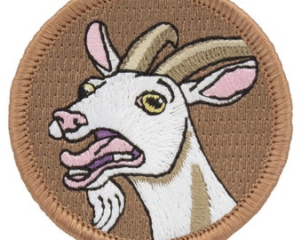 Screaming Goat Patch - 2 Inch Diameter Embroidered Patch