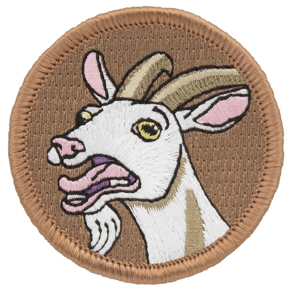 Screaming Goat Patch - 2 Inch Diameter Embroidered Patch