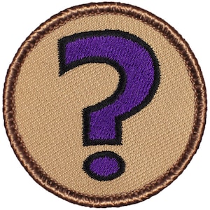 Purple Question Mark Patch (206D) 2 Inch Diameter Embroidered Patch