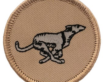 Greyhound Patch (E96) - 2 Inch Diameter Embroidered Patch