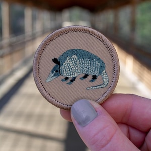 Armadillo Patch 2 Inch Diameter Embroidered Patch
