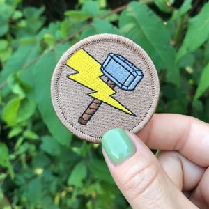 Thor Hammer Patch – 2 Inch Diameter Embroidered Patch