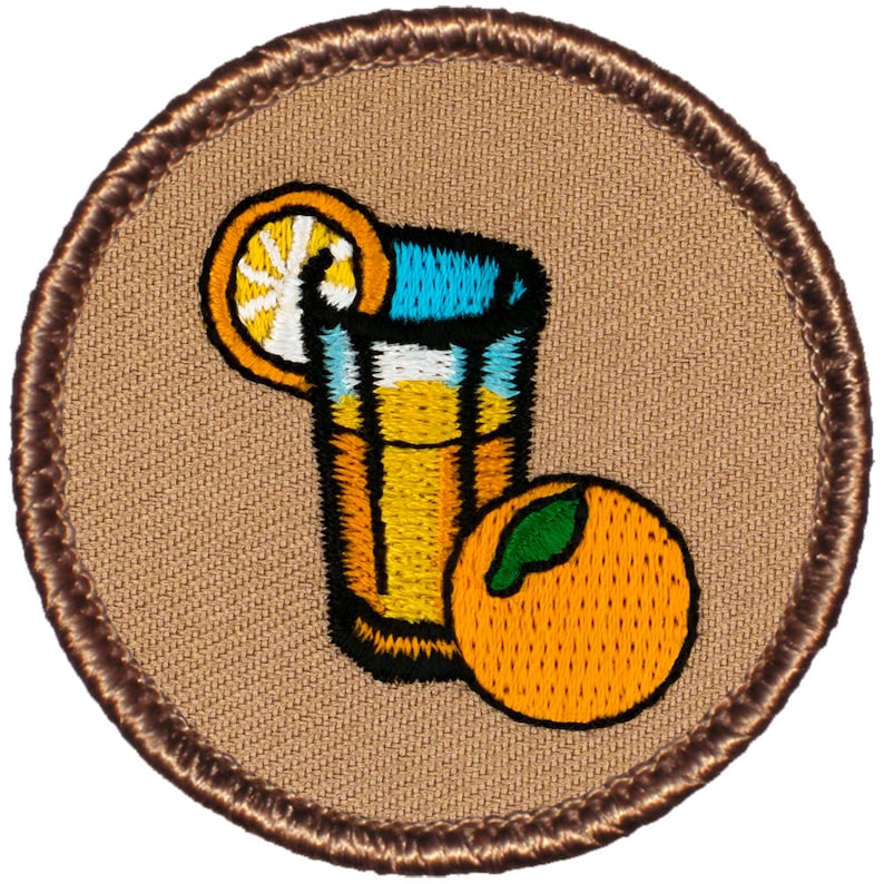 264 Orange Juice Patch 2 Inch Diameter Embroidered Patch