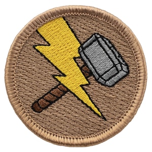Thor Hammer Patch – 2 Inch Diameter Embroidered Patch