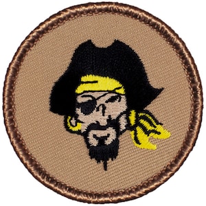 Pirate Head Patch (179) 2 Inch Diameter Embroidered Patch