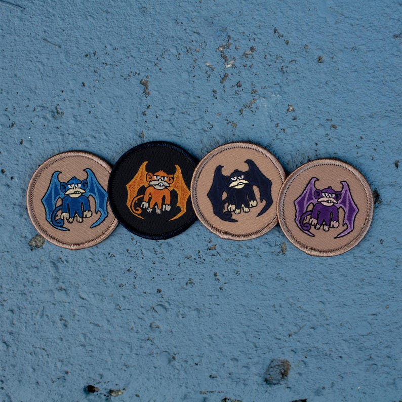 Blue Flying Monkey (024) Patch – 2 Inch Diameter Embroidered Patch - Etsy