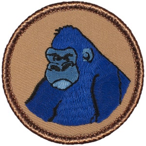Blue Gorilla Patch (086) – 2 Inch Diameter Embroidered Patch