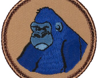 Blue Gorilla Patch (086) – 2 Inch Diameter Embroidered Patch
