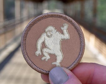 Glow-in-the-Dark Monkey Patch - 2 Inch Diameter Embroidered Patch