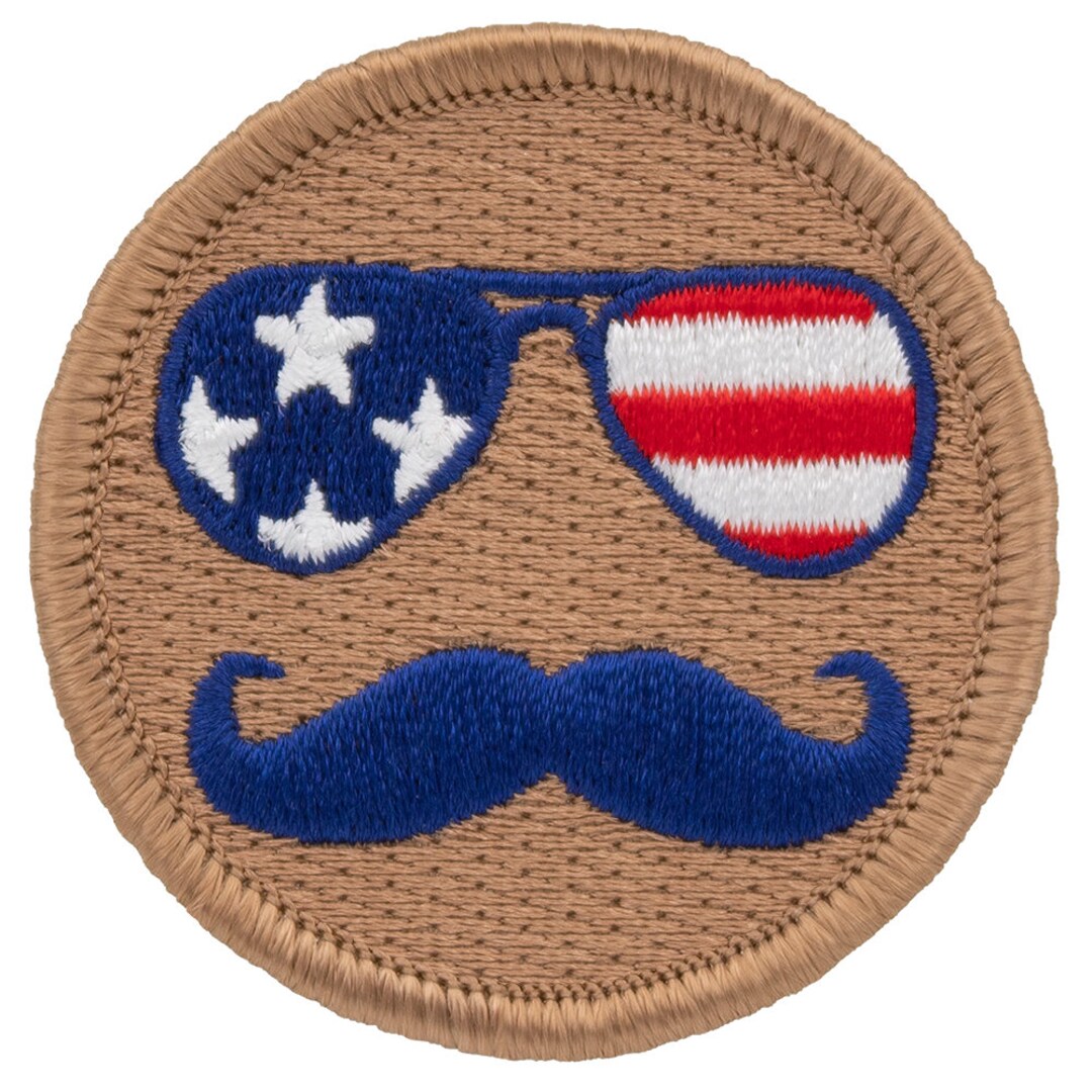 USA Mustache Patch – 2 Inch Diameter Embroidered Patch - Etsy
