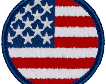 American Flag Patch 2 Inch Diameter Embroidered Patch