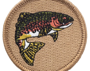 Rainbow Trout Patch (298) 2 Inch Diameter Embroidered Patch