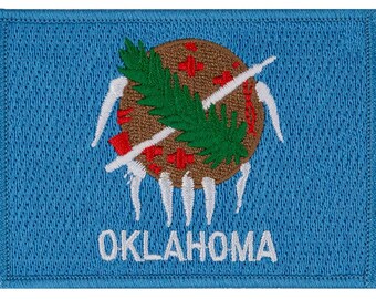 Oklahoma State Flag Patch - Full Color Embroidered Patch 3 3/8" x 2 1/4"
