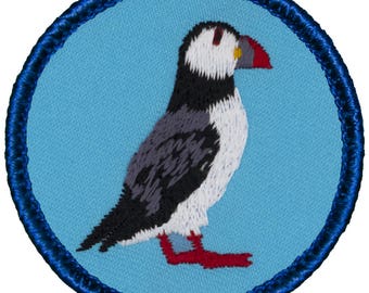 Puffin Patch (Blue) (F53) 2 Inch Diameter Embroidered Patch 46459