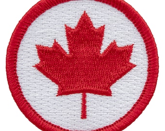 Canadian Maple Leaf Patch 2 Inch Diameter Embroidered Patch