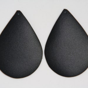 Small Leather Earrings - Black Smooth Leather - Teardrop Leather Earrings - Black Leather Earrings