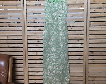 Vintage Jay Herbert Green & Gold Brocade Dress