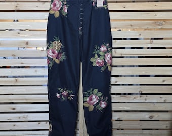 One of a Kind Pants in Upcycled RL Rose Print Fabric