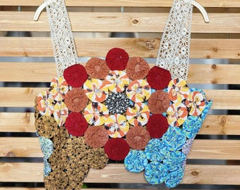 Upcycled Vintage Yo-Yo Quilt Crop Top