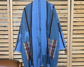 Clearance - One-of-a-kind Ultra Plush Blue Wool Blanket Coat