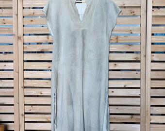 Vintage Natural Suede Leather Southwestern Tunic Dress