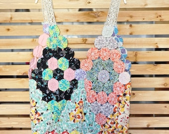 Upcycled Vintage Yo-Yo Quilt Tank/Tunic/Mini-dress