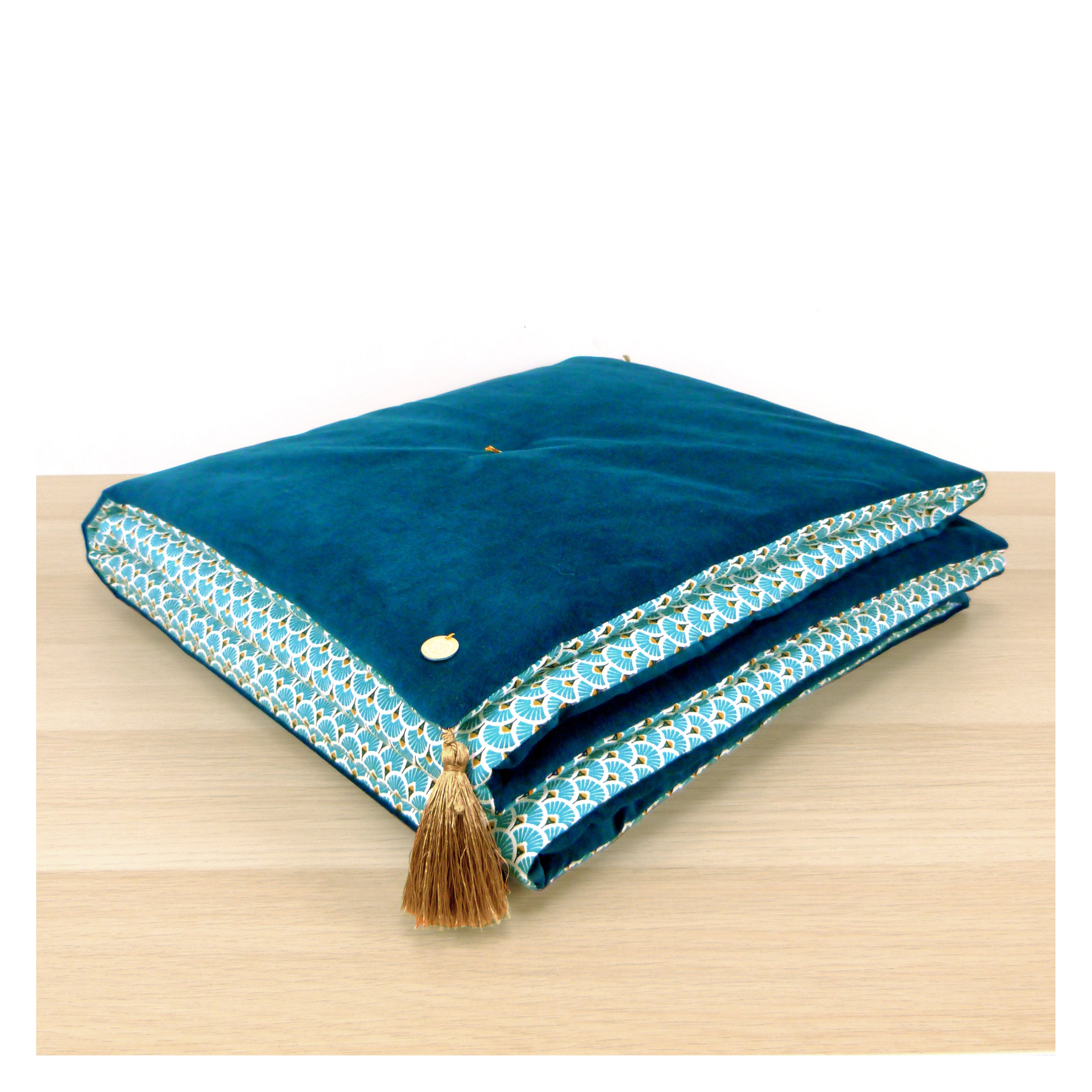 Couverture/Édredon Bébé en Velours Bleu Paon